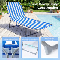 Folding Sun Lounger Reclining Beach Chair with Adjustable Backrest
