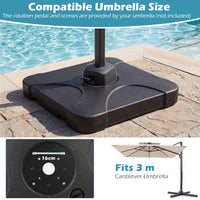 Cantilever Patio Umbrella Base 110kg Water and Sand Fillable Weighted Stand