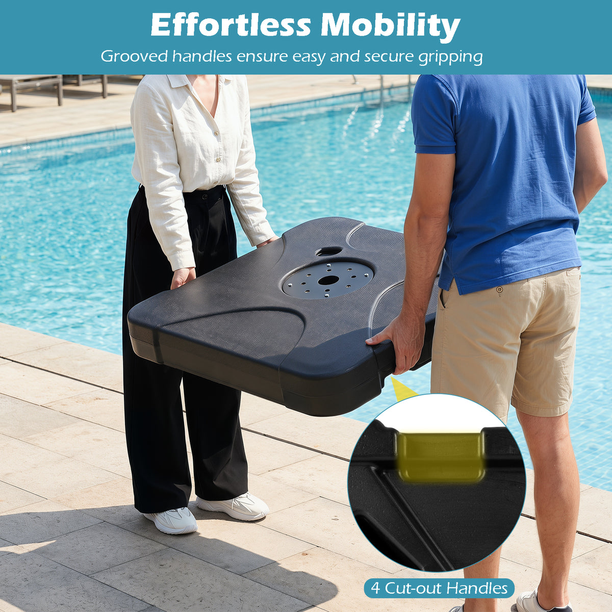 Cantilever Patio Umbrella Base 110kg Water and Sand Fillable Weighted Stand