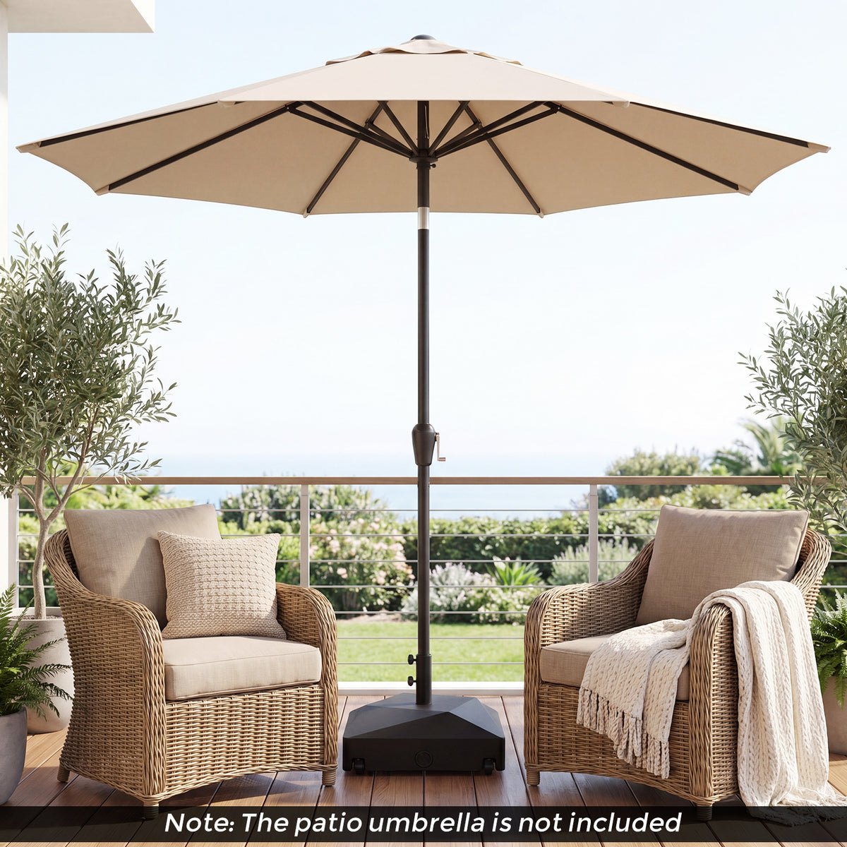 70kg Mobile Fillable Patio Umbrella Base with 4 Wheels and 2 Locks for 38-48mm Pole