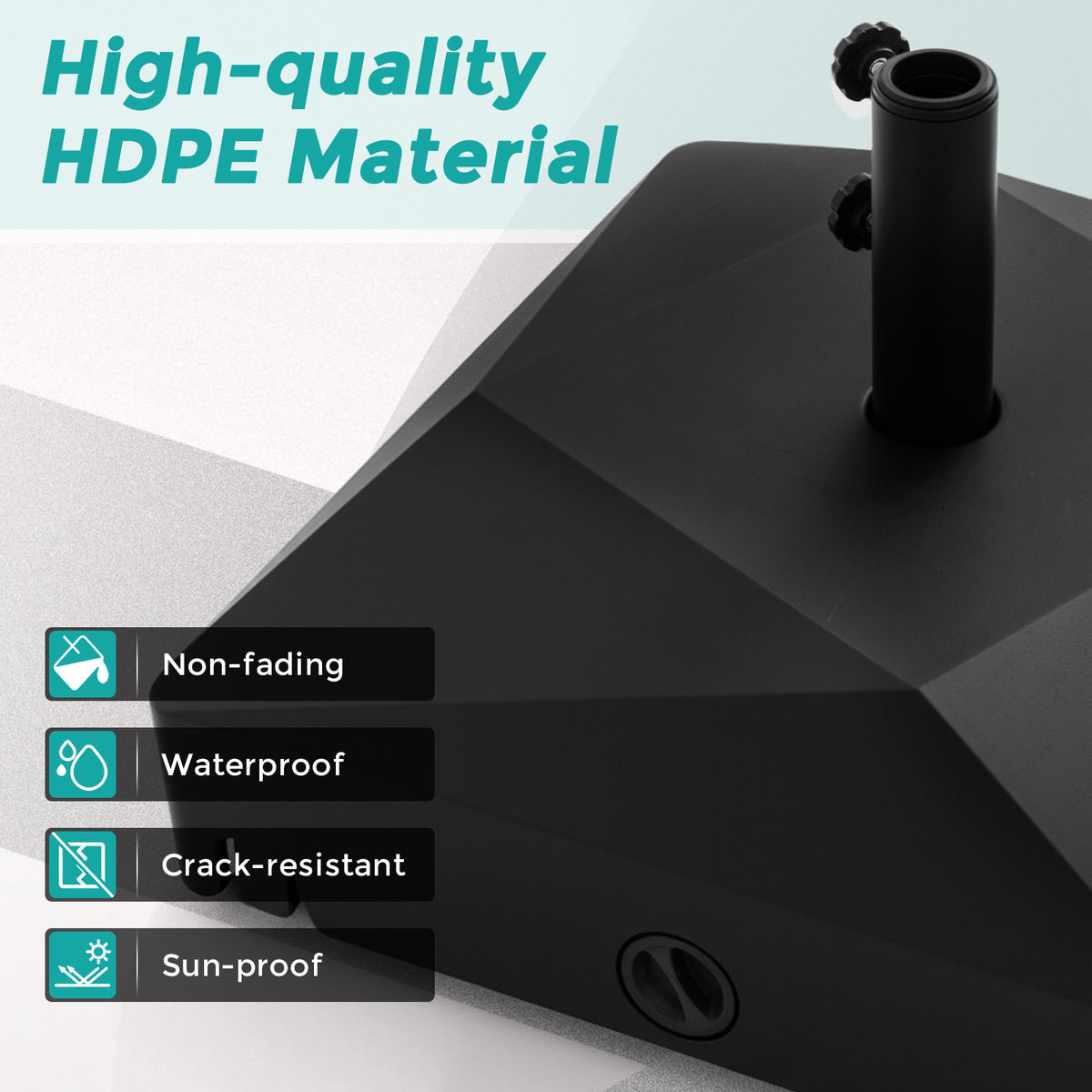 70kg Mobile Fillable Patio Umbrella Base with 4 Wheels and 2 Locks for 38-48mm Pole