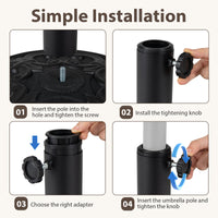 Concrete Patio Umbrella Base 12kg Heavy-duty Round with Adjustable Knob