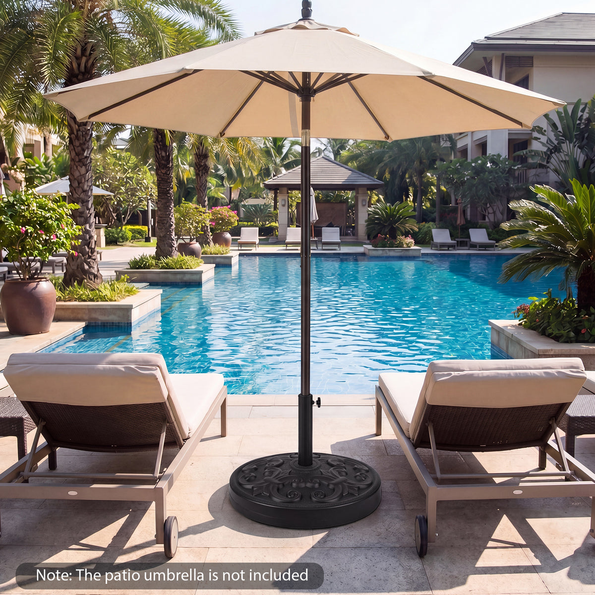 Concrete Patio Umbrella Base 12kg Heavy-duty Round with Adjustable Knob