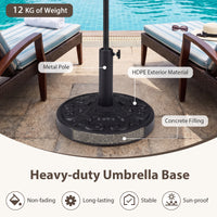 Concrete Patio Umbrella Base 12kg Heavy-duty Round with Adjustable Knob