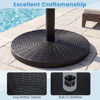 Concrete Patio Umbrella Base Heavy-duty Round Umbrella Stand with Rattan Pattern