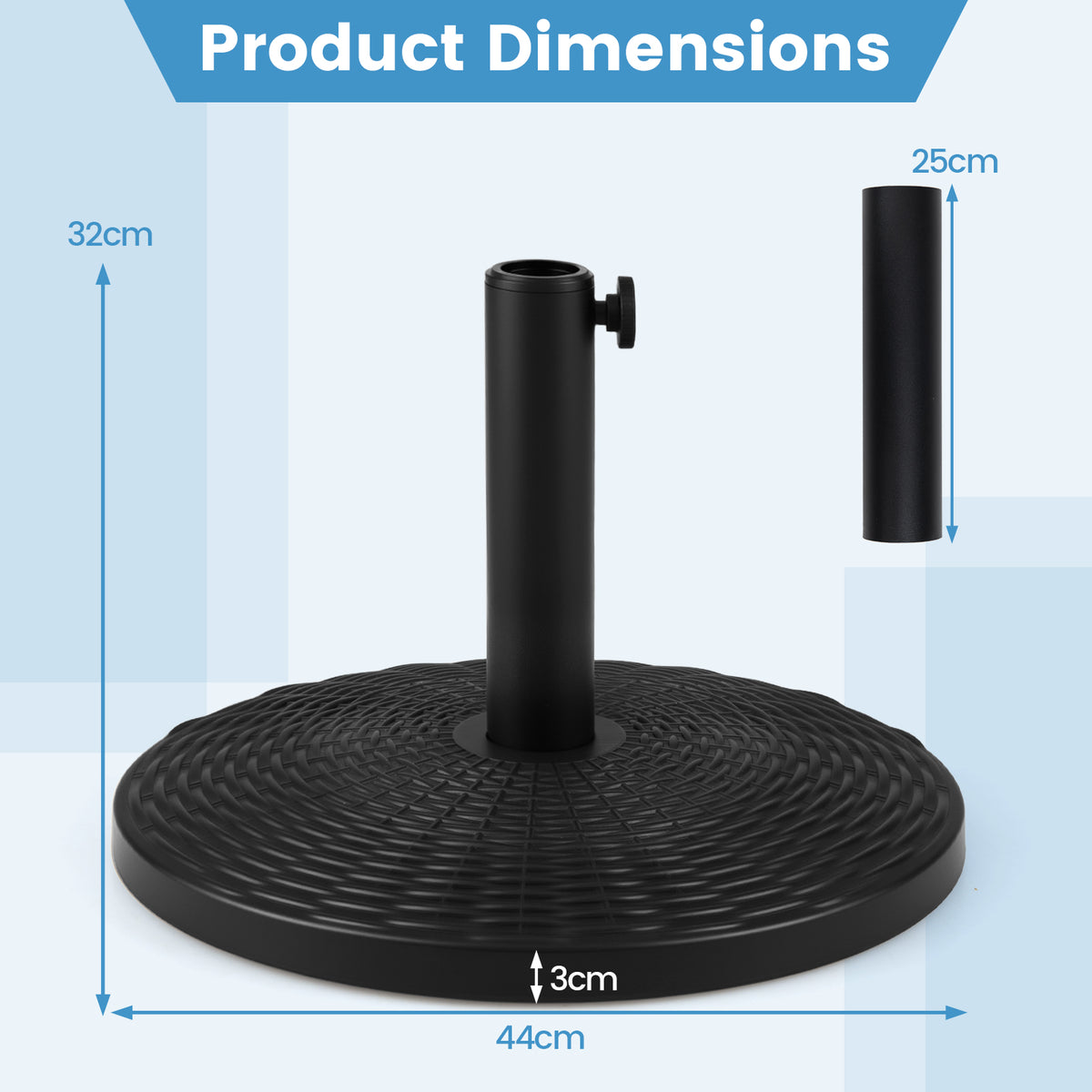 Concrete Patio Umbrella Base Heavy-duty Round Umbrella Stand with Rattan Pattern