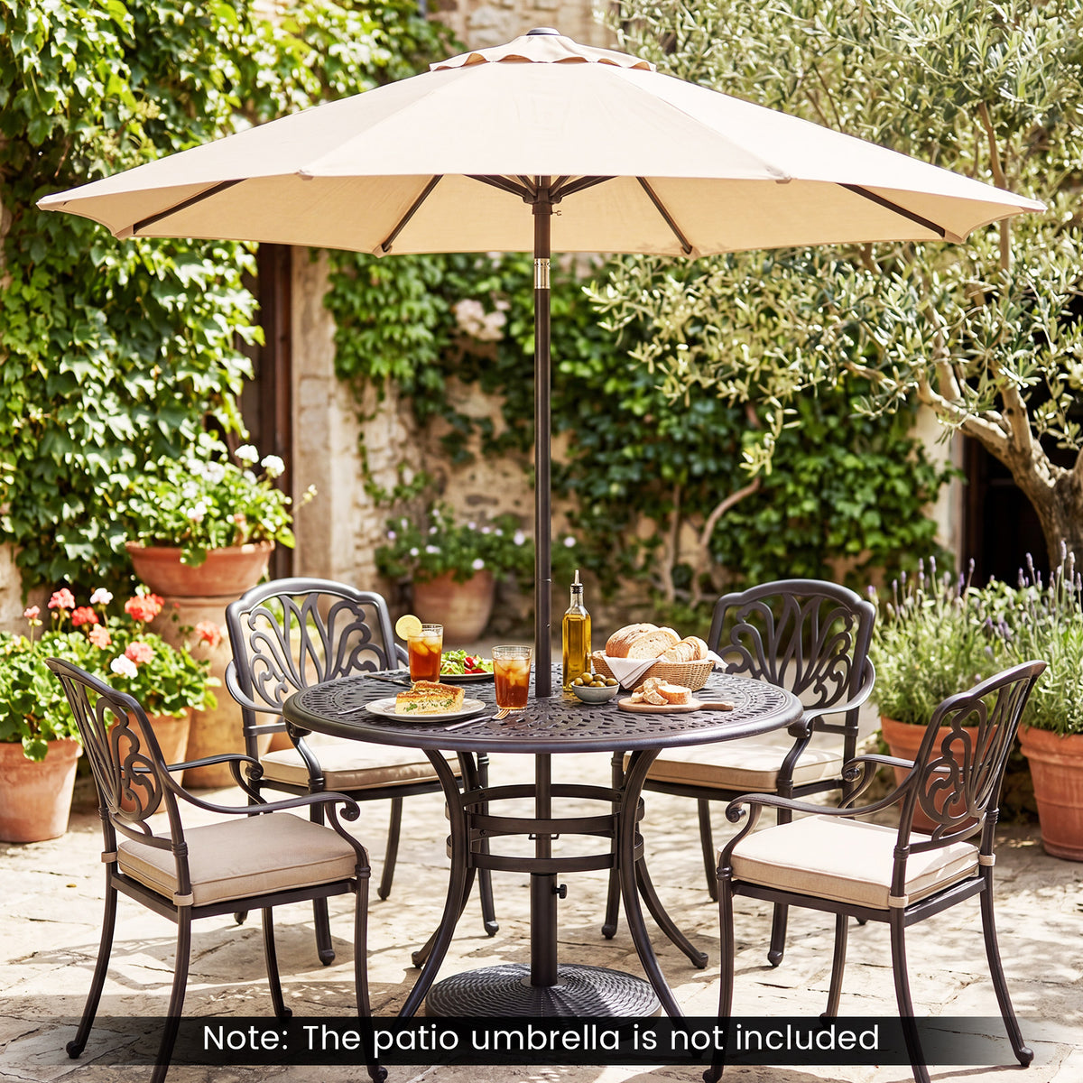 Concrete Patio Umbrella Base Heavy-duty Round Umbrella Stand with Rattan Pattern