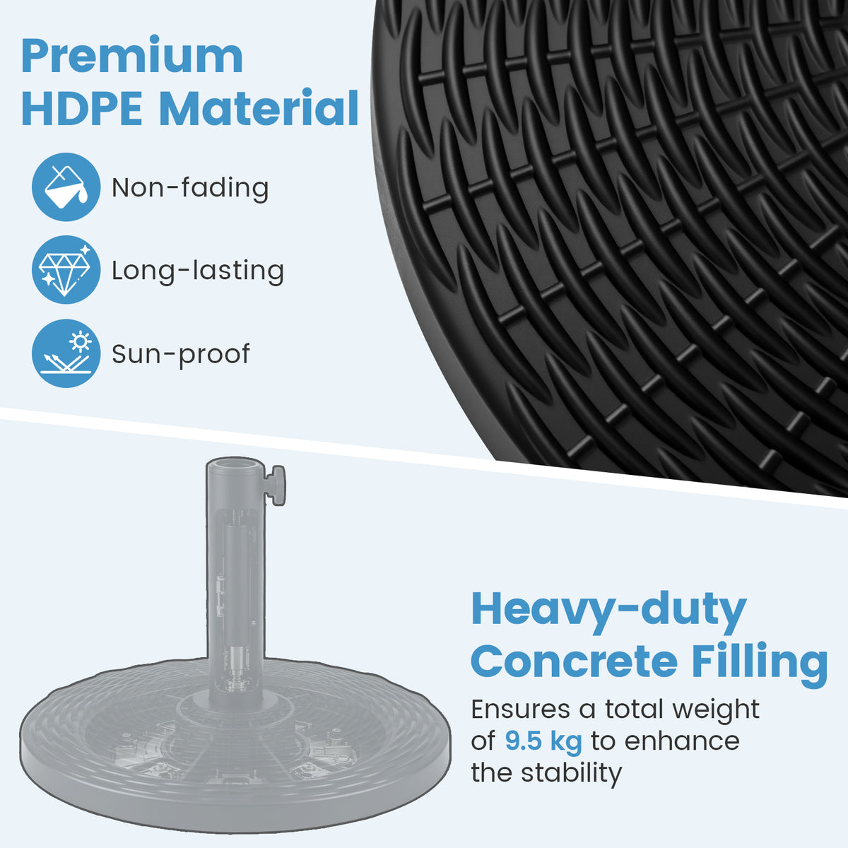 Concrete Patio Umbrella Base Heavy-duty Round Umbrella Stand with Rattan Pattern