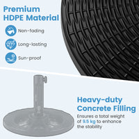 Concrete Patio Umbrella Base Heavy-duty Round Umbrella Stand with Rattan Pattern