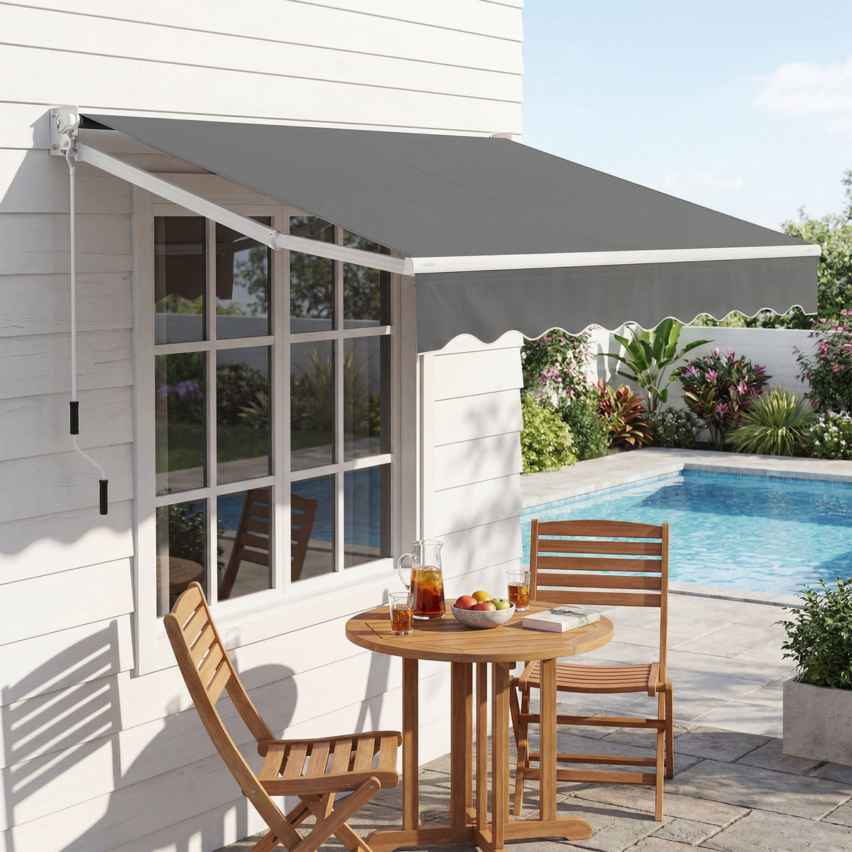 2*2.5 /2.5*2.95 M Retractable Awning, Sun Shade Shelter w/Easy Opening Manual Crank Handle