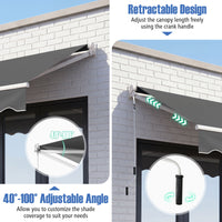 2*2.5 /2.5*2.95 M Retractable Awning, Sun Shade Shelter w/Easy Opening Manual Crank Handle