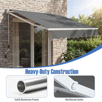 2*2.5 /2.5*2.95 M Retractable Awning, Sun Shade Shelter w/Easy Opening Manual Crank Handle
