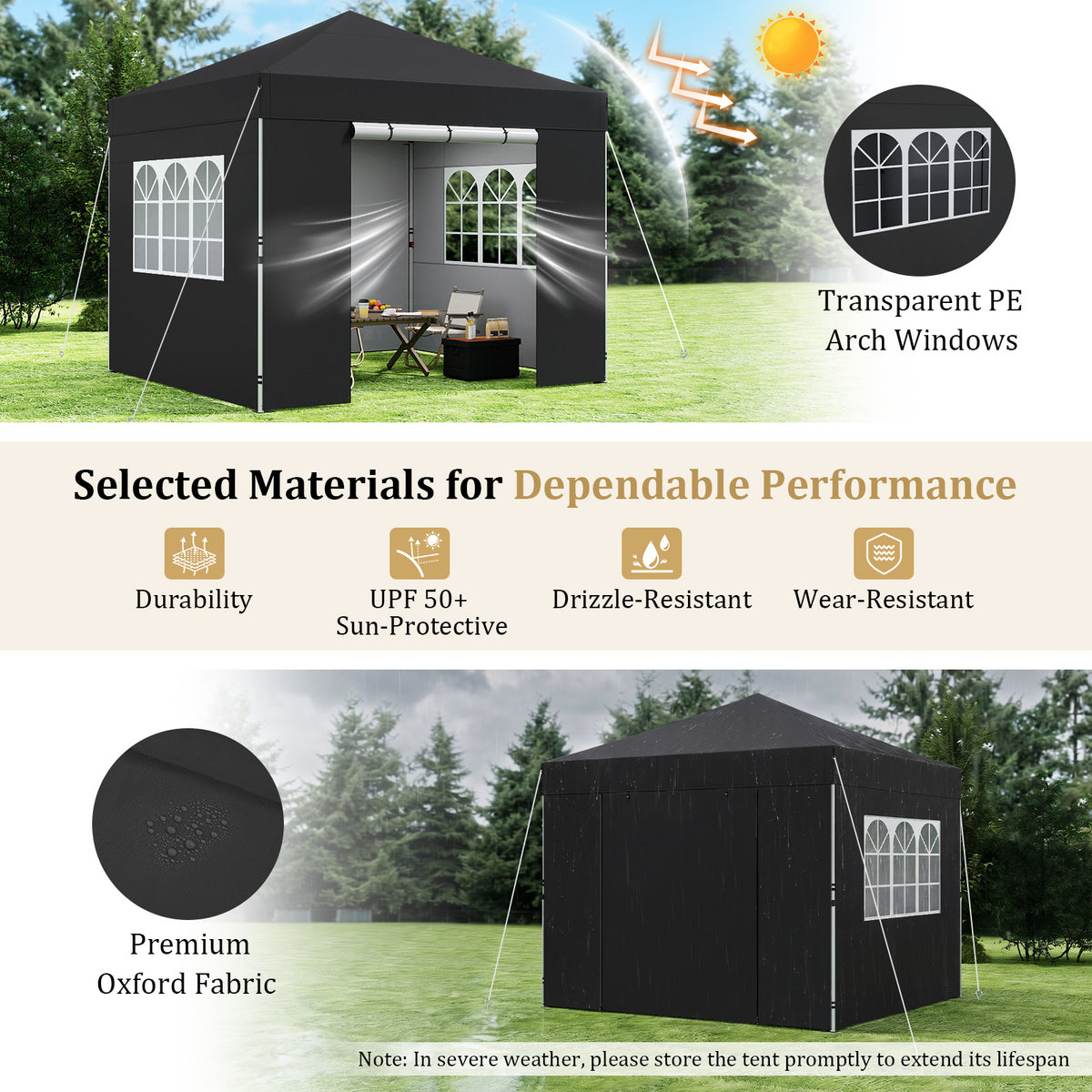 3 x 3 m Pop Up Canopy Tent with 4 Sidewalls Waterproof Shelter Tent