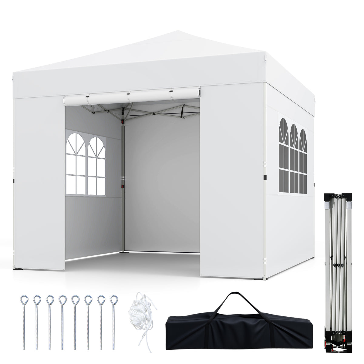3 x 3 m Pop Up Canopy Tent with 4 Sidewalls Waterproof Shelter Tent