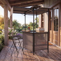 3-Piece Outdoor BBQ Canopy with Bar Table and 2 Folding Bar Stools for Backyard