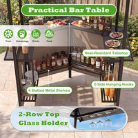 3-Piece Outdoor BBQ Canopy with Bar Table and 2 Folding Bar Stools for Backyard