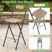 3-Piece Outdoor BBQ Canopy with Bar Table and 2 Folding Bar Stools for Backyard