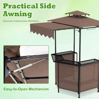 3-Piece Outdoor BBQ Canopy with Bar Table and 2 Folding Bar Stools for Backyard