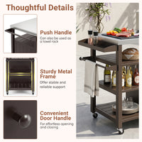 Outdoor Grill Cart with Storage Cabinet Shelves and Stainless Steel Top