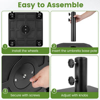 68 KG Umbrella Stand with Wheels and Adjustable Knobs Fits 32-48 mm Poles