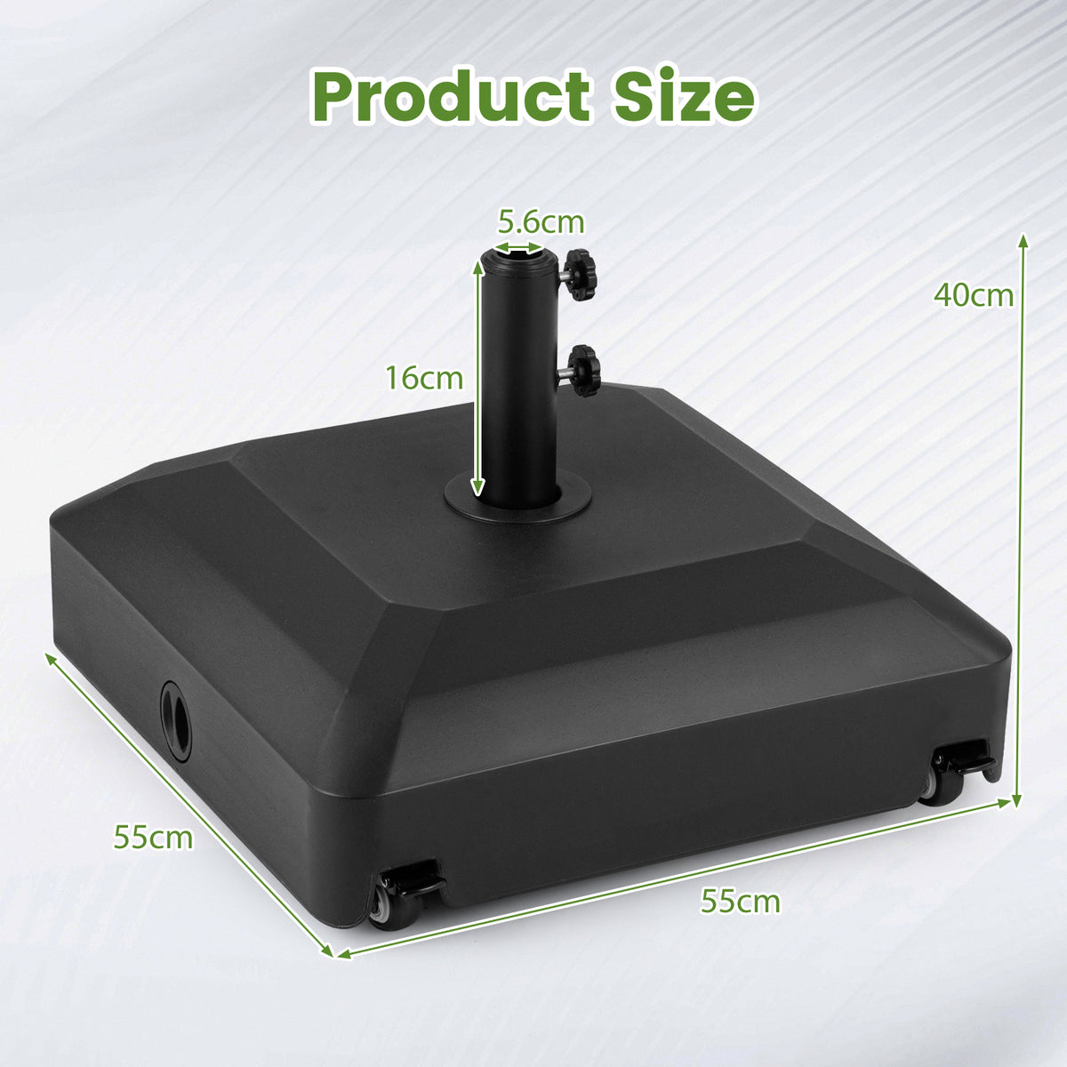 68 KG Umbrella Stand with Wheels and Adjustable Knobs Fits 32-48 mm Poles