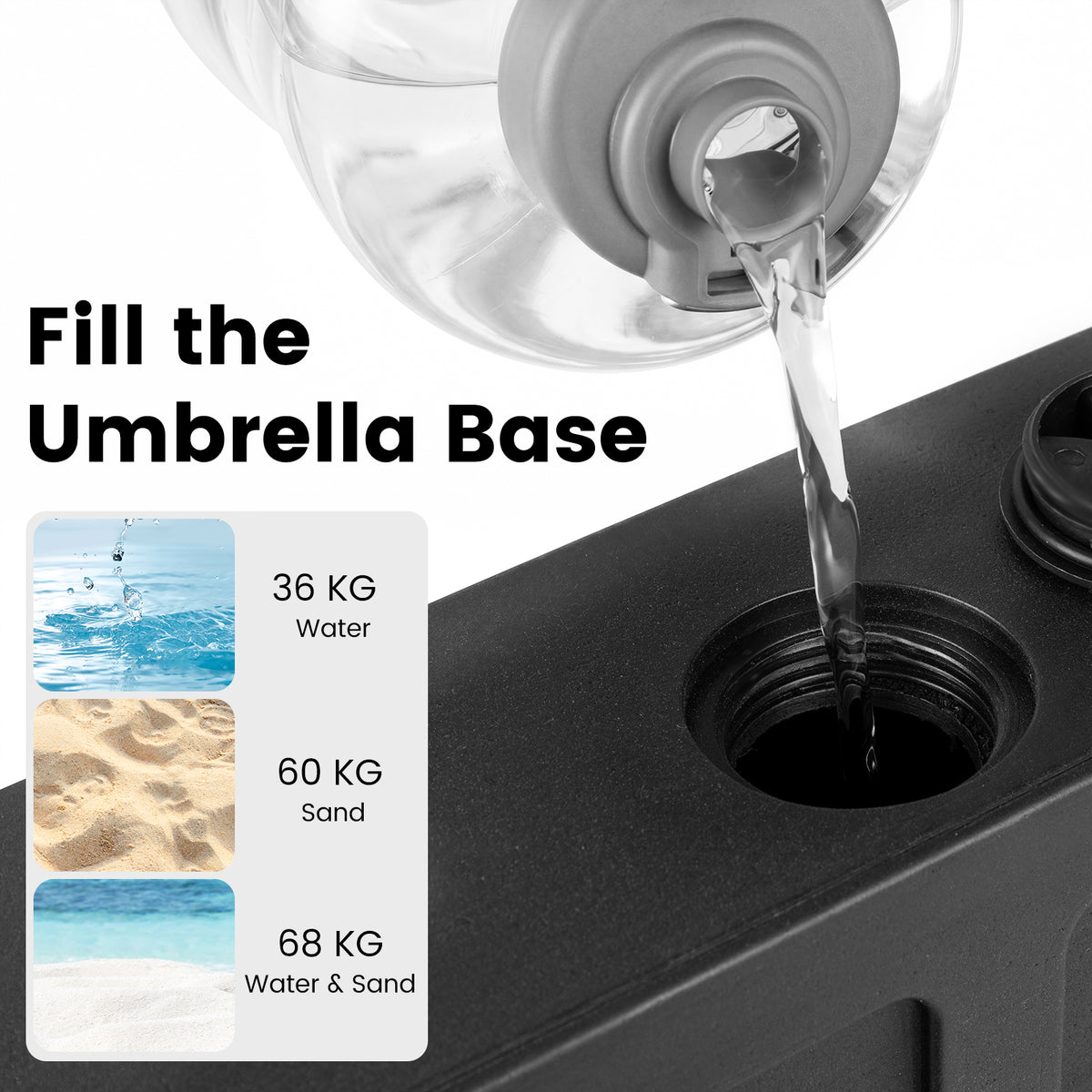 68 KG Umbrella Stand with Wheels and Adjustable Knobs Fits 32-48 mm Poles