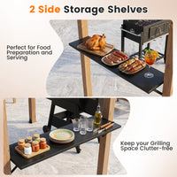 BBQ Gazebo with 2 Side Serving Shelves and Metal Roof for Backyard Garden