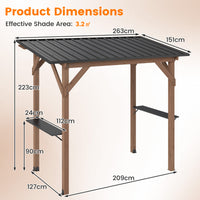 BBQ Gazebo with 2 Side Serving Shelves and Metal Roof for Backyard Garden