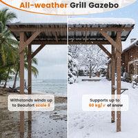 BBQ Gazebo with 2 Side Serving Shelves and Metal Roof for Backyard Garden