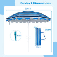 Beach Umbrella with Tilt Sand Anchor UPF 50 and 8 Ribs