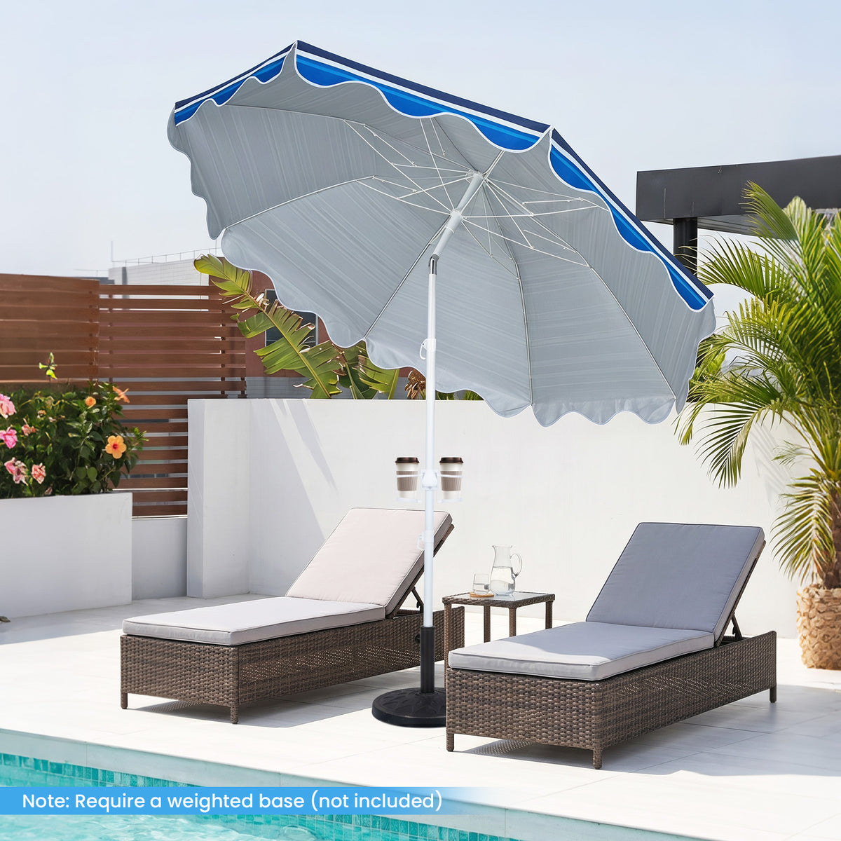 Beach Umbrella with Tilt Sand Anchor UPF 50 and 8 Ribs