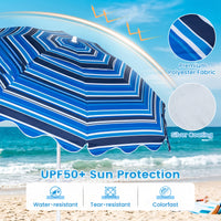 Beach Umbrella with Tilt Sand Anchor UPF 50 and 8 Ribs