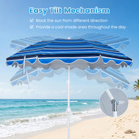 Beach Umbrella with Tilt Sand Anchor UPF 50 and 8 Ribs