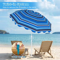 Beach Umbrella with Tilt Sand Anchor UPF 50 and 8 Ribs