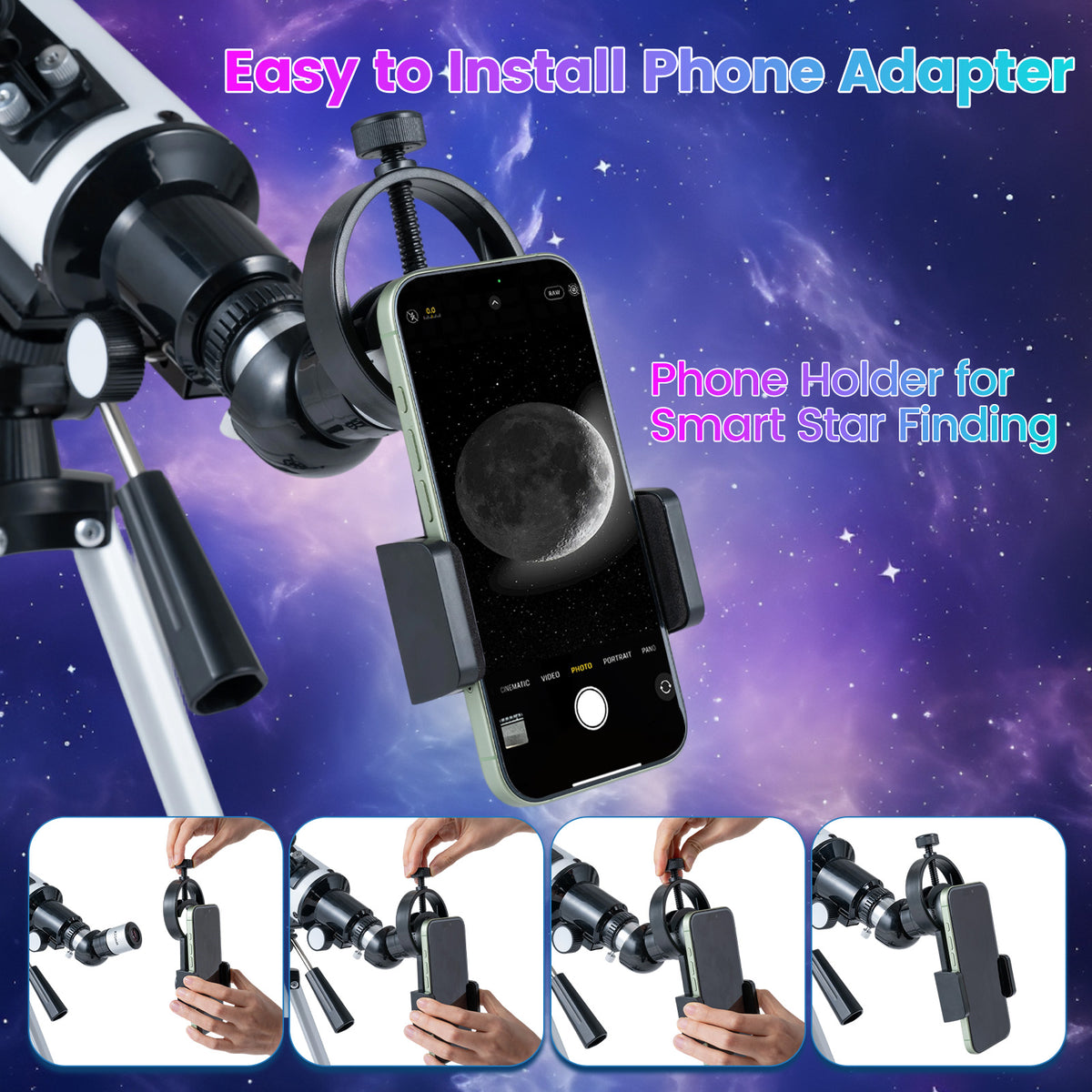 70 mm Refractor Telescope, 3X Eyepiece Astronomical Telescope