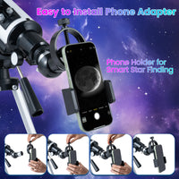 70 mm Refractor Telescope, 3X Eyepiece Astronomical Telescope