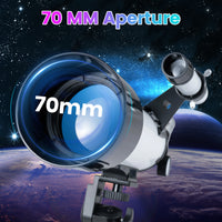 70 mm Refractor Telescope, 3X Eyepiece Astronomical Telescope