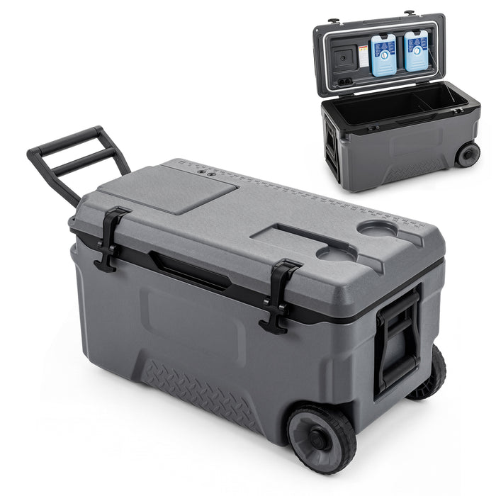 50 L Insulated Hard Cooler with Wheels and Handles for Camping Fishing