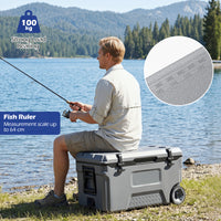 50 L Insulated Hard Cooler with Wheels and Handles for Camping Fishing