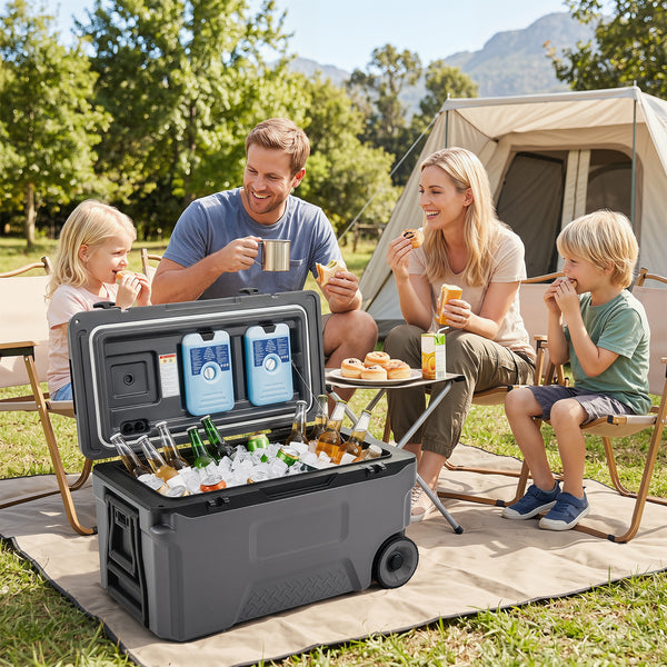 50 L Insulated Hard Cooler with Wheels and Handles for Camping Fishing