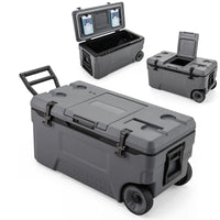 70 L Insulated Hard Cooler, Portable Rolling Cooler w/Wheels & Handles