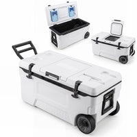 70 L Insulated Hard Cooler, Portable Rolling Cooler w/Wheels & Handles