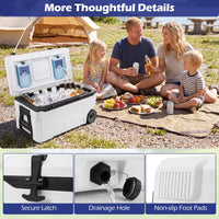 70 L Insulated Hard Cooler, Portable Rolling Cooler w/Wheels & Handles
