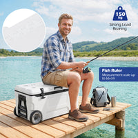 70 L Insulated Hard Cooler, Portable Rolling Cooler w/Wheels & Handles