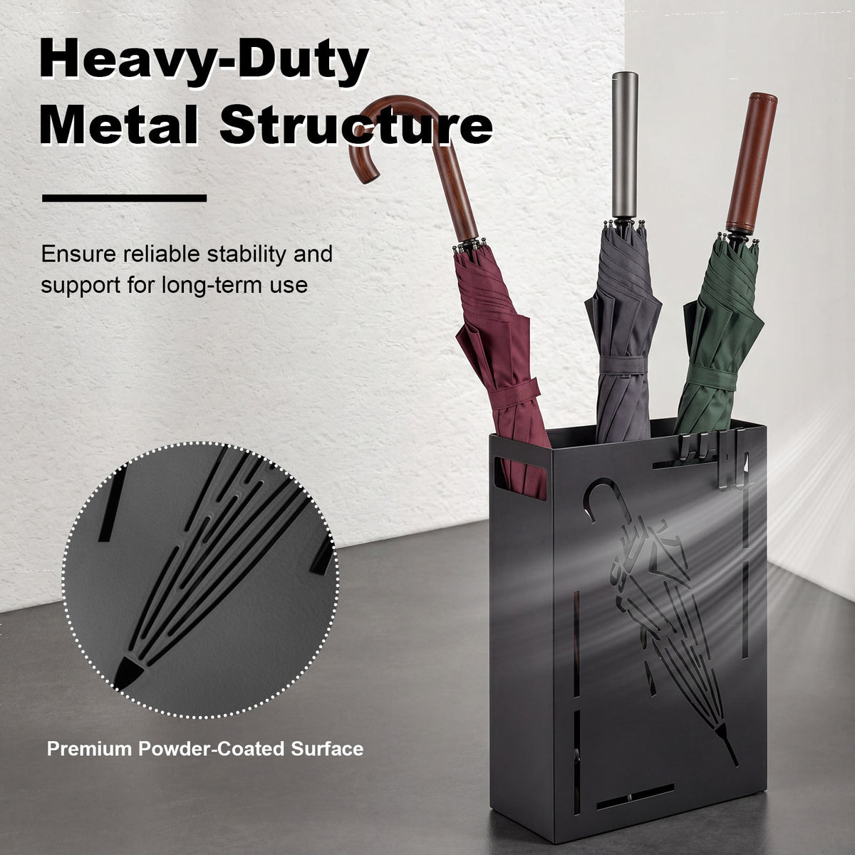 Giantex Metal Umbrella Stand, Rectangular Umbrella Holder Rack with Removable Drip Tray
