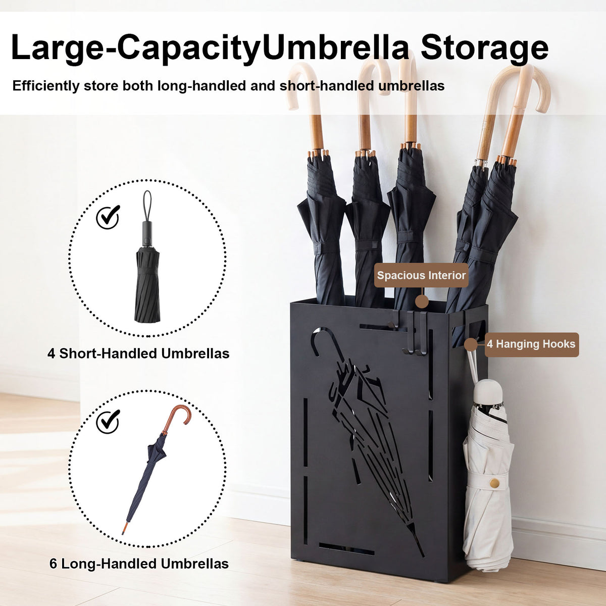 Giantex Metal Umbrella Stand, Rectangular Umbrella Holder Rack with Removable Drip Tray