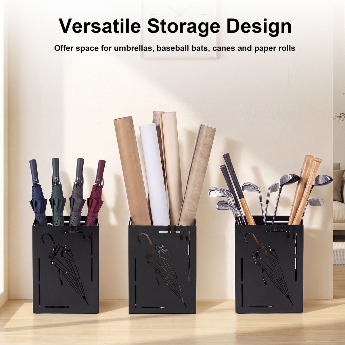 Giantex Metal Umbrella Stand, Rectangular Umbrella Holder Rack with Removable Drip Tray