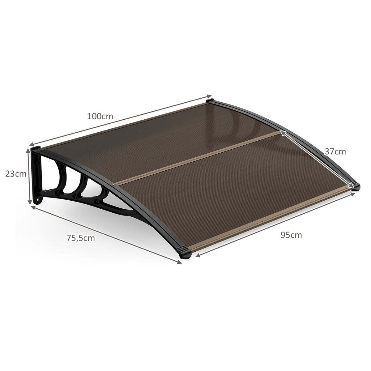 122 x 99 cm Window Door Awning Canopy with Sun Rain Snow Protection