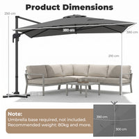 Heavy Duty Offset Umbrella with Crank Lift for Pool Deck