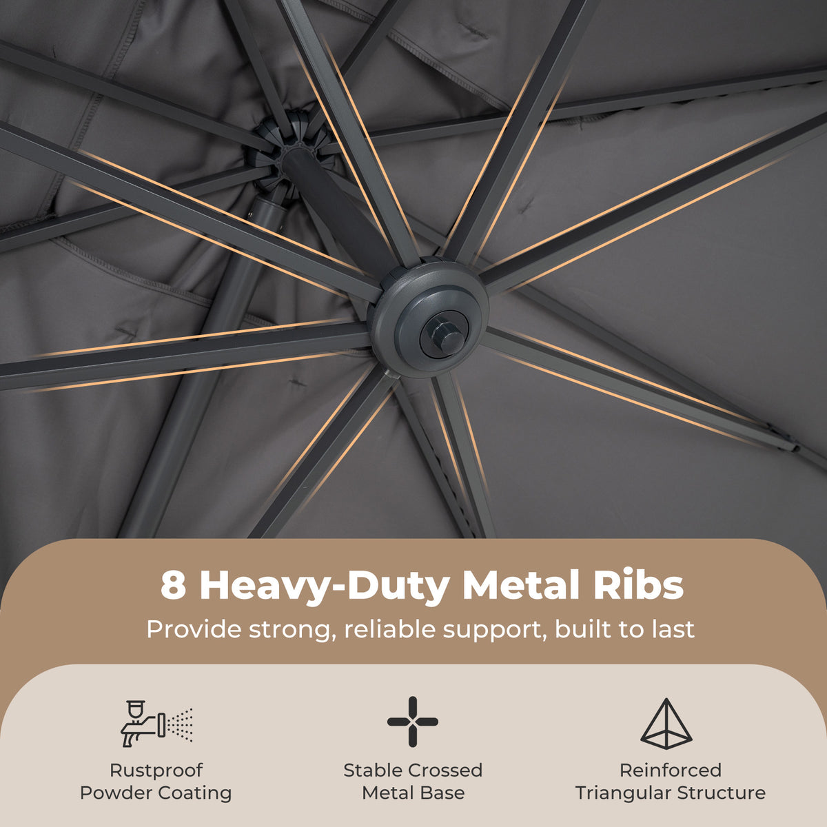 Heavy Duty Offset Umbrella with Crank Lift for Pool Deck